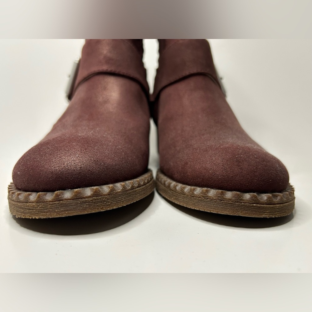 Kenneth Cole Gentle Souls Leather Moto Plumberrt Metallic Casual Bootie Size 7.5 - Picture 5 of 14